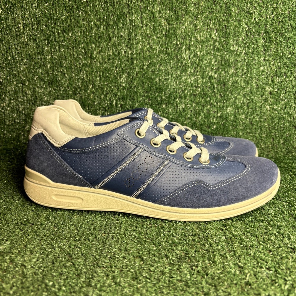 NEW ECCO Mobile II Leather Suede Casual Walking Sneaker Blue Womens Size 10-10.5